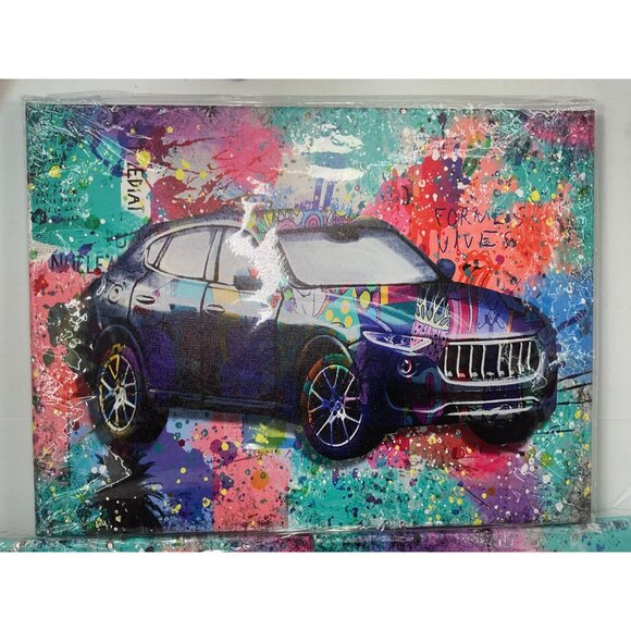 New Colorful Abstract Car Canvas Art Prints Set Of 3 - 16x12 Inches Each - Picture 3 of 6